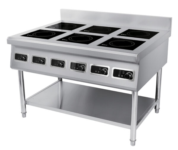 Indukcioni rešo- 6 zona, na otvorenom INOX postolju